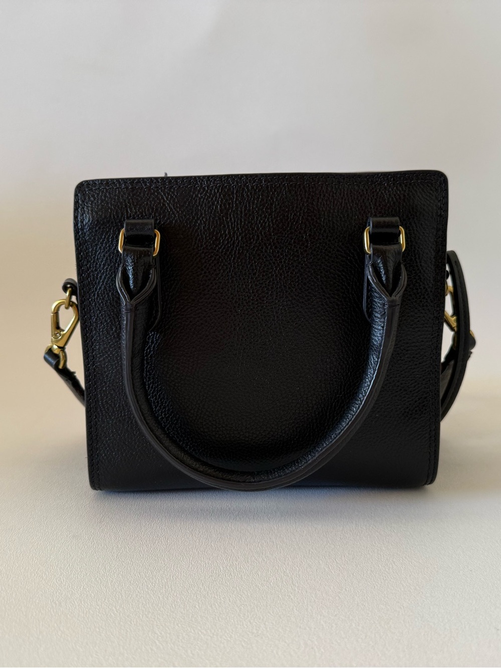 Fossil Hope Bag Leather Top-Handle Crossbody with Striped Strap Black Small - Picture 3 of 15